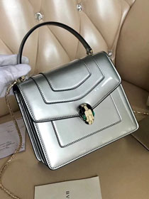 Blvgari original patent calfskin mini serpenti forever flap cover bag 284537 silver