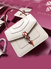 Blvgari original calfskin mini serpenti forever flap cover bag 286906 white