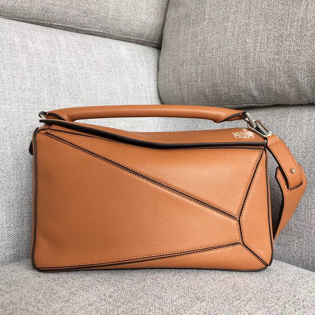 Loewe original calfskin medium puzzle bag A510P49 brown