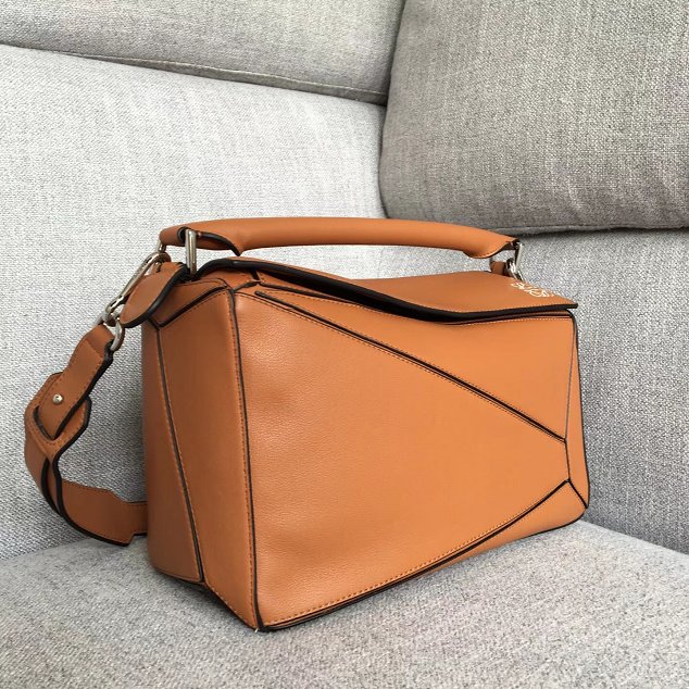 Loewe original calfskin medium puzzle bag A510P49 brown
