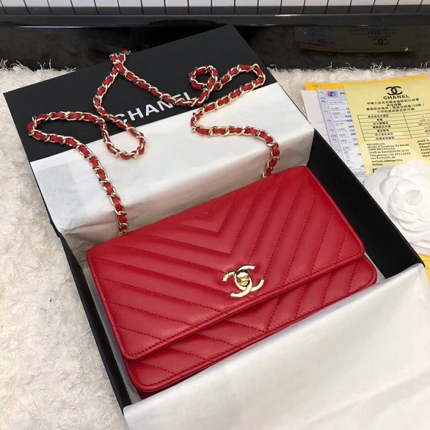 CC original lambskin woc chain bag 80982 red