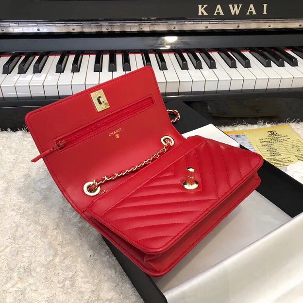 CC original lambskin woc chain bag 80982 red