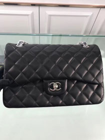 CC original lambskin large double flap bag A58600-2 black