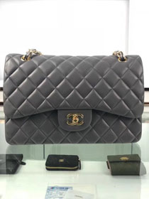 CC original lambskin large double flap bag A58600-2 dark gray