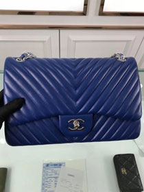 CC original lambskin large double flap bag A58600-3 blue