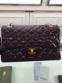 CC original patent calfskin large flap bag A69902 burgundy