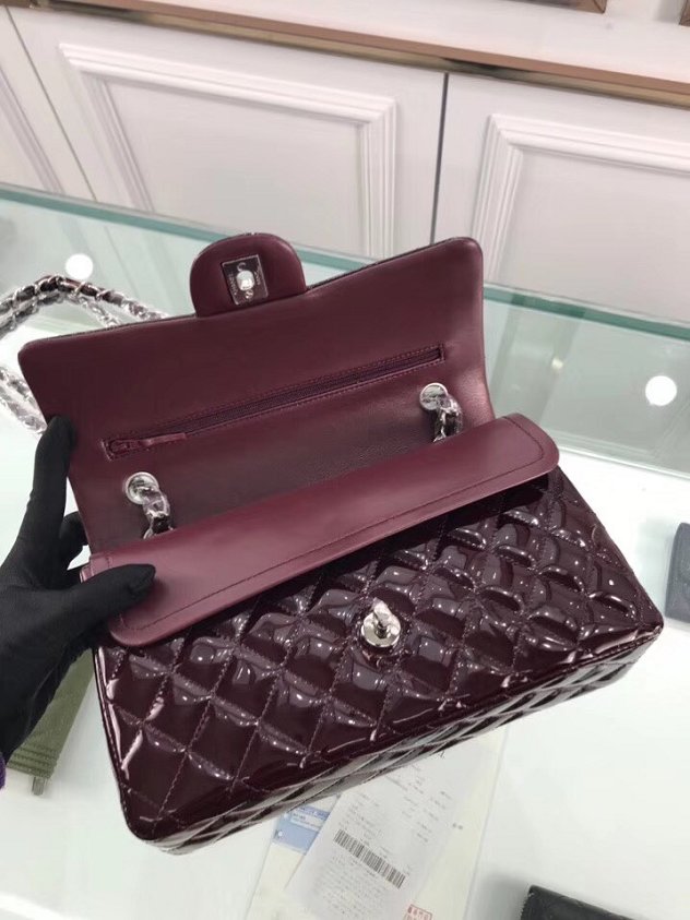 CC original patent calfskin medium flap bag A69901 burgundy