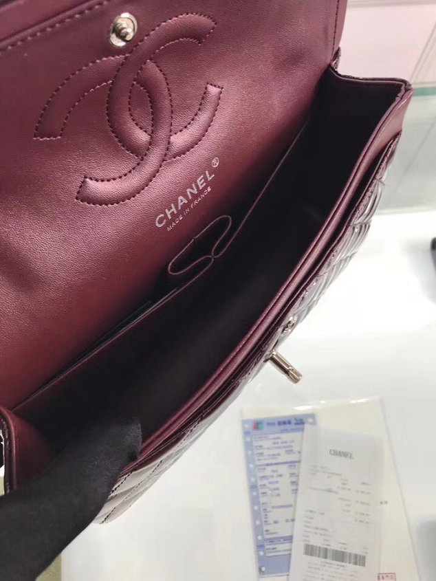 CC original patent calfskin medium flap bag A69901 burgundy