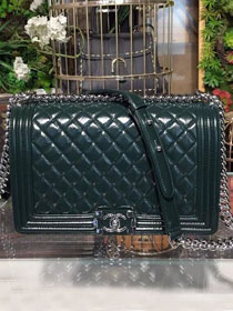 CC original patent leather large le boy bag 67087 green