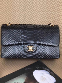 CC original python leather flap bag A01112 black