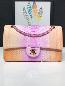 CC original python leather flap bag A01112 pink&orange