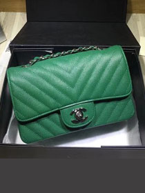 CC original grained calfskin mini flap bag A69900-3 green