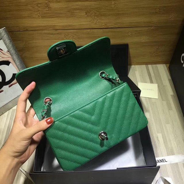 CC original grained calfskin mini flap bag A69900-3 green