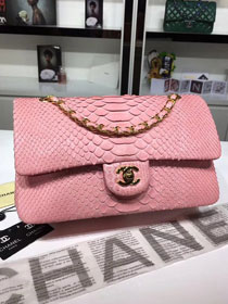 CC original python leather flap bag A01112 pink