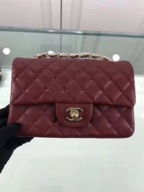 CC original grained calfskin small flap bag A69900 bordeaux