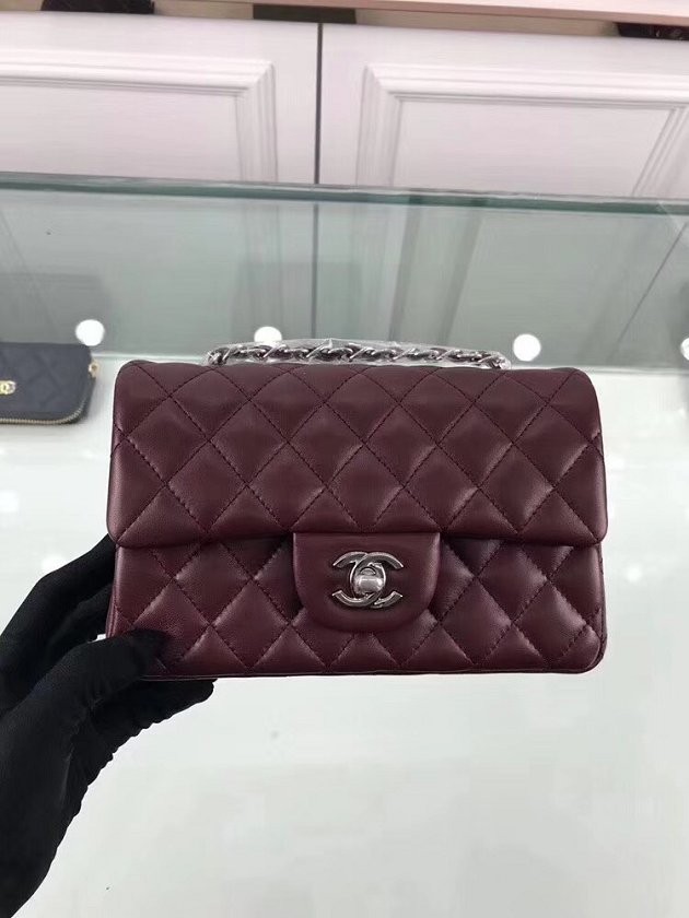 CC original lambskin leather mini flap bag A69900 bordeaux