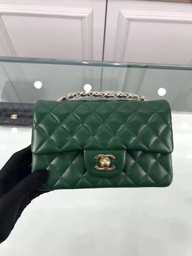 CC original lambskin leather mini flap bag A69900 green