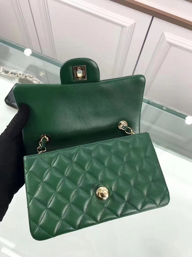 CC original lambskin leather mini flap bag A69900 green