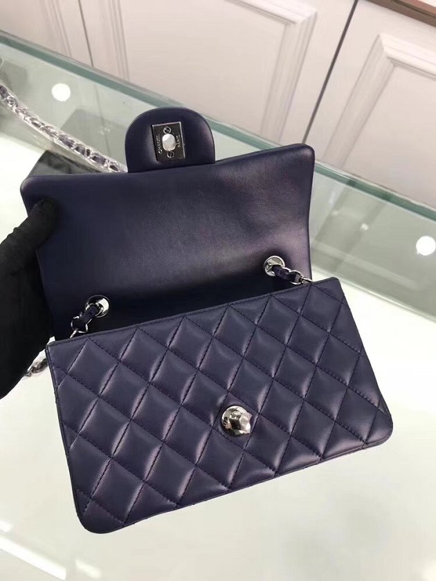 CC original lambskin leather mini flap bag A69900 navy blue