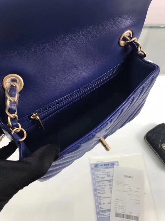 CC original lambskin leather mini flap bag A69900-4 navy blue