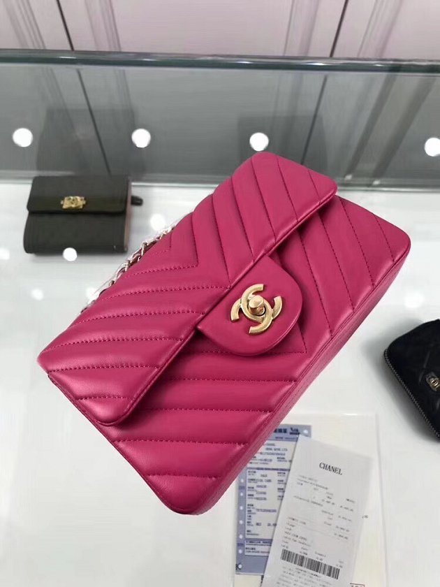 CC original lambskin leather small flap bag A69900-4 rose red