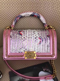 CC original python leather medium le boy flap bag 67086 pink