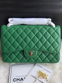 CC original grained calfskin large double flap bag A58600 green