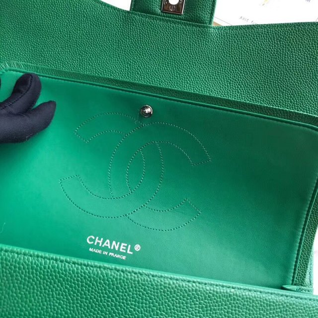 CC original grained calfskin large double flap bag A58600 green