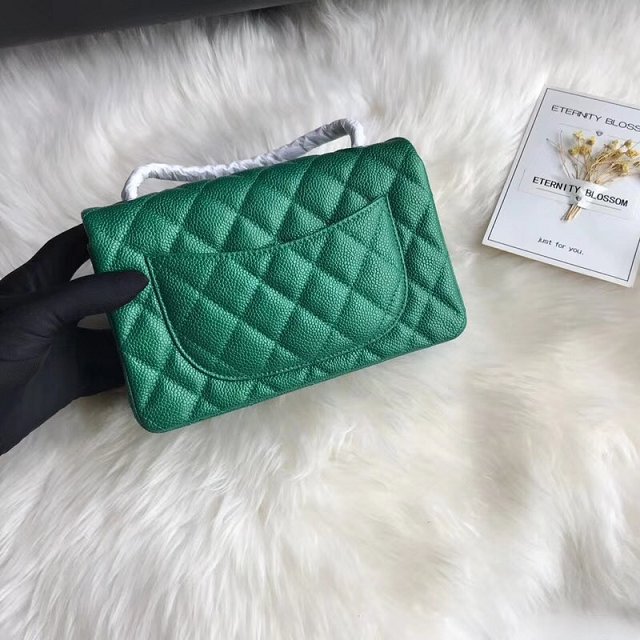 CC original grained calfskin mini flap bag A69900 green