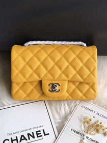 CC original grained calfskin mini flap bag A69900 yellow