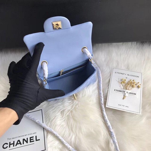 CC original lambskin super mini flap bag A35200 blue