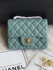 CC original lambskin super mini flap bag A35200 lake blue