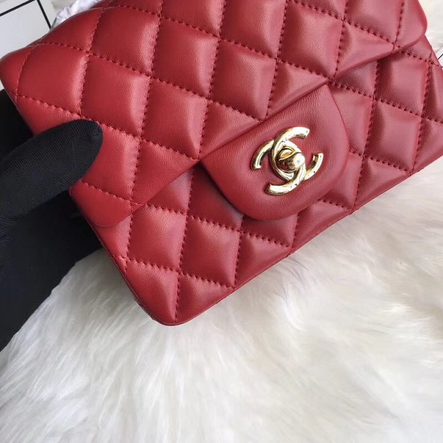 CC original lambskin super mini flap bag A35200 red