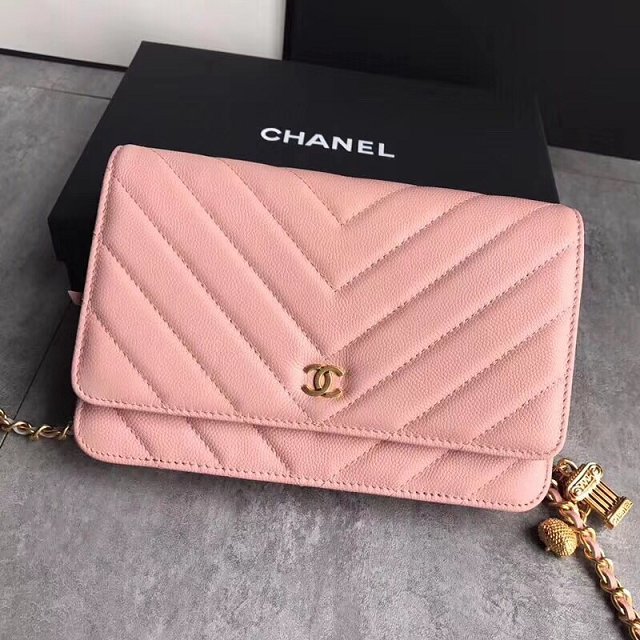 CC original grained calfskin woc chain bag 80983 pink