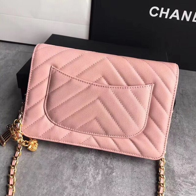 CC original grained calfskin woc chain bag 80983 pink