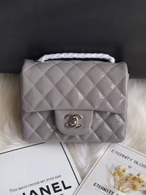 CC original patent calfskin mini flap bag A69906 grey