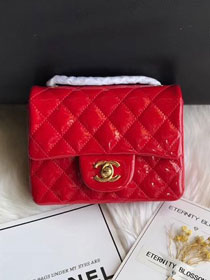 CC original patent calfskin mini flap bag A69906 red