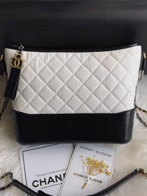 CC original aged calfskin gabrielle hobo bag A93824 white&black