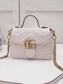 2019 GG marmont original calfskin mini top handle bag 547260 white