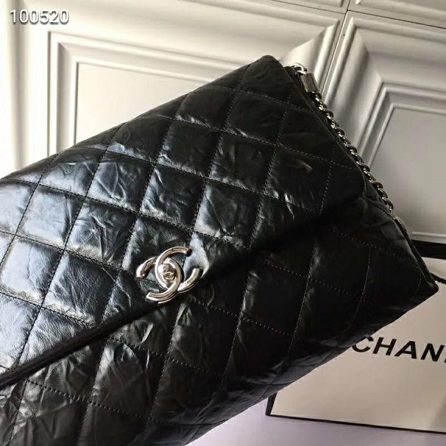 2019 CC original calfskin large flap bag A57085 black 