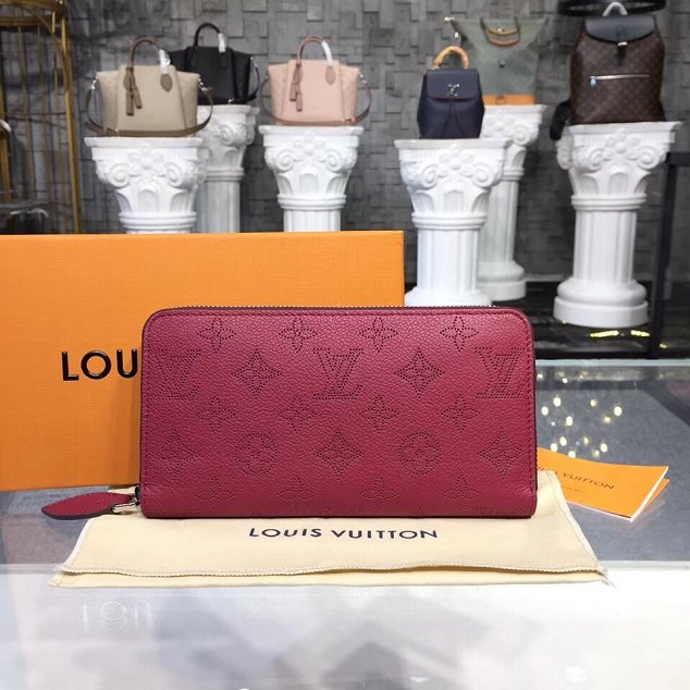 Louis vuitton original mahina leather zippy wallet m58429 burgundy