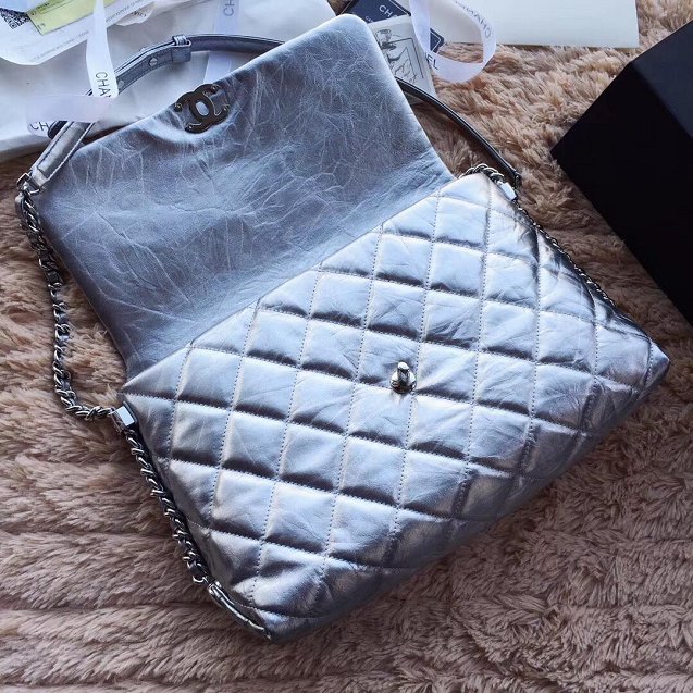 2019 CC original aged calfskin flap bag A57706 silver