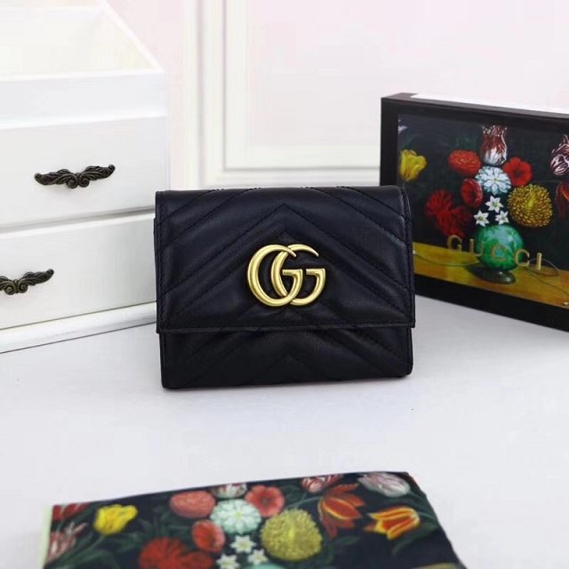 GG original calfskin marmont matelasse wallet 474802 black