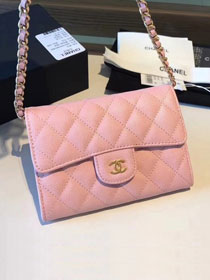 CC original calfskin classic clutch with chain A84512 pink