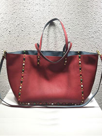 Valentino Garavani Rockstud calfskin shopper bag 0579 red&blue