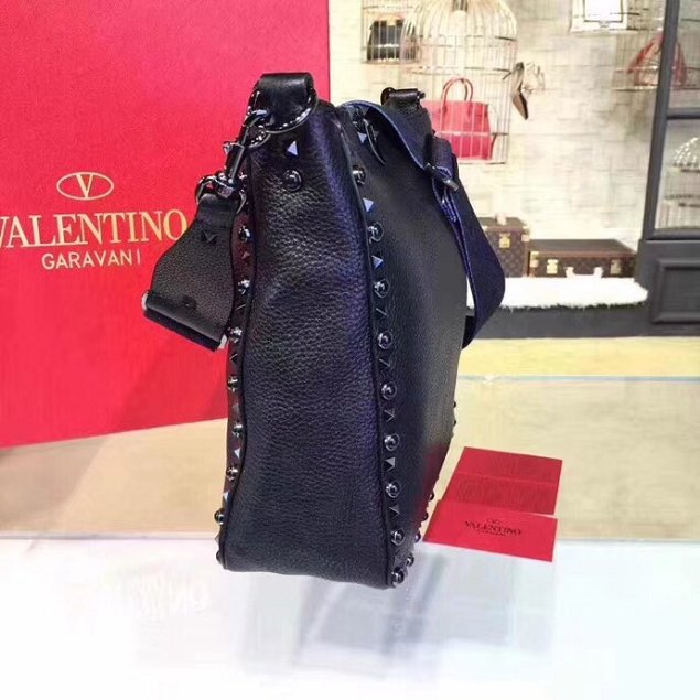 Valentino original calfskin rockstud large hobo bag 0941 black