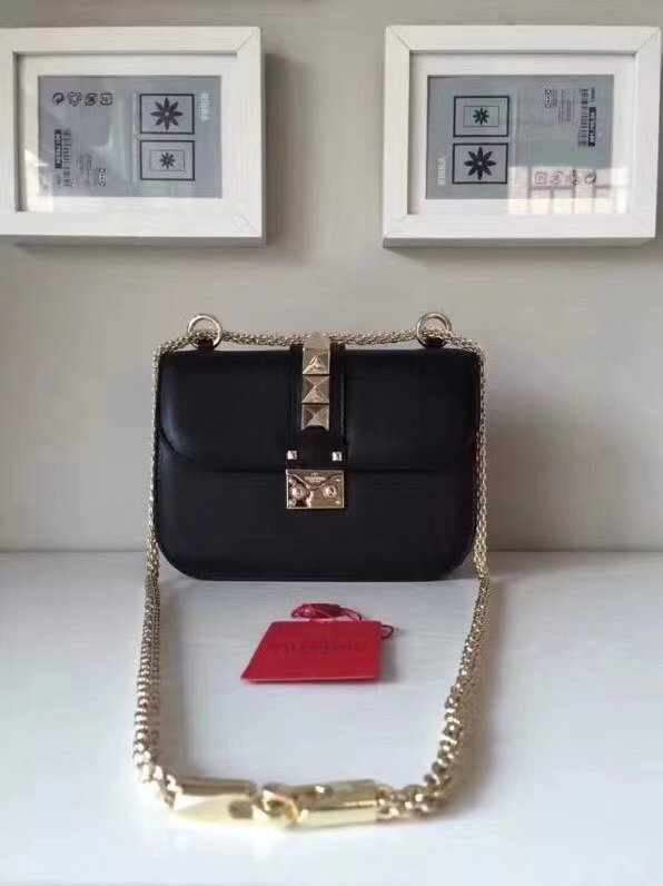 Valentino original smooth calfskin small chain shoulder bag 0312 black