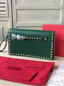 Valentino original calfskin rockstud clutch 0399 green