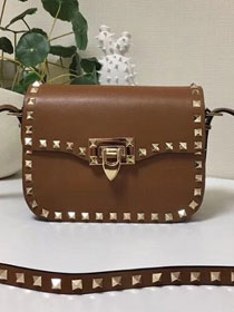 Valentino original calfskin rockstud mini shoulder bag 0124 coffee