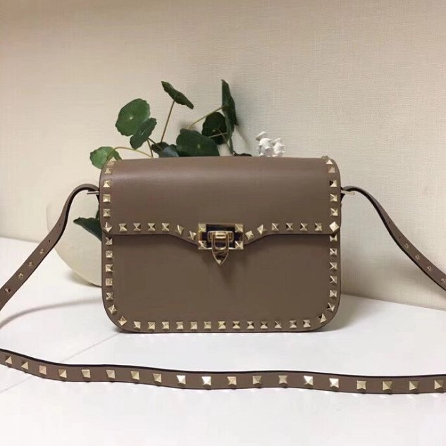 Valentino original calfskin rockstud shoulder bag 0125 grey